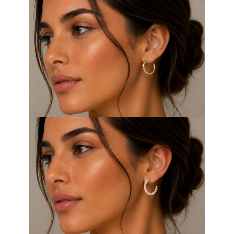 Everyday Essential Gold + Pearl Set of 2 Hoops