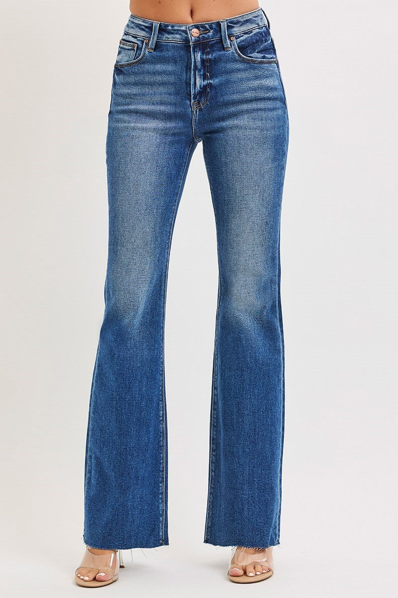 Hawn High Rise Classic Cut Raw Hem Jeans