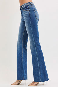 Hawn High Rise Classic Cut Raw Hem Jeans