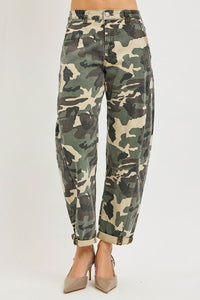 Everyday Edge High Rise Barrel Jeans - Faded Camo