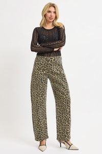 Catwalk High Rise Barrel Jeans - Leopard