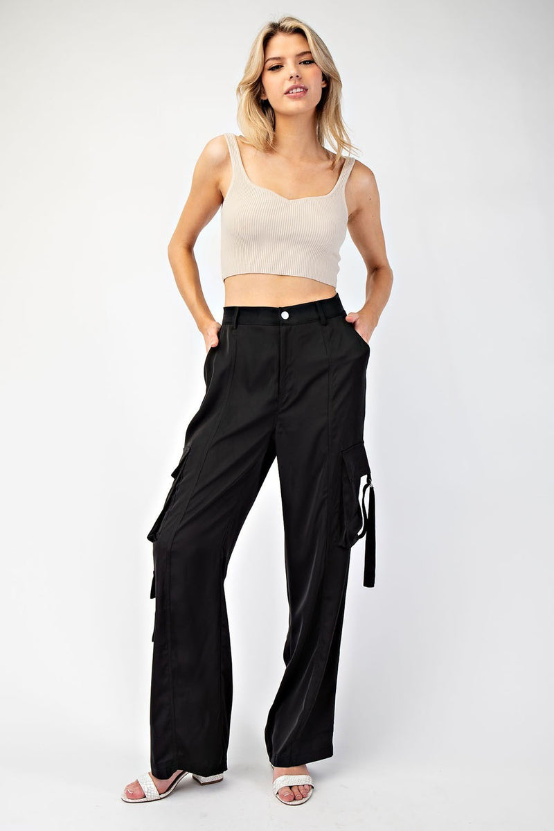 Sophisticated Style Satin Cargo Pants