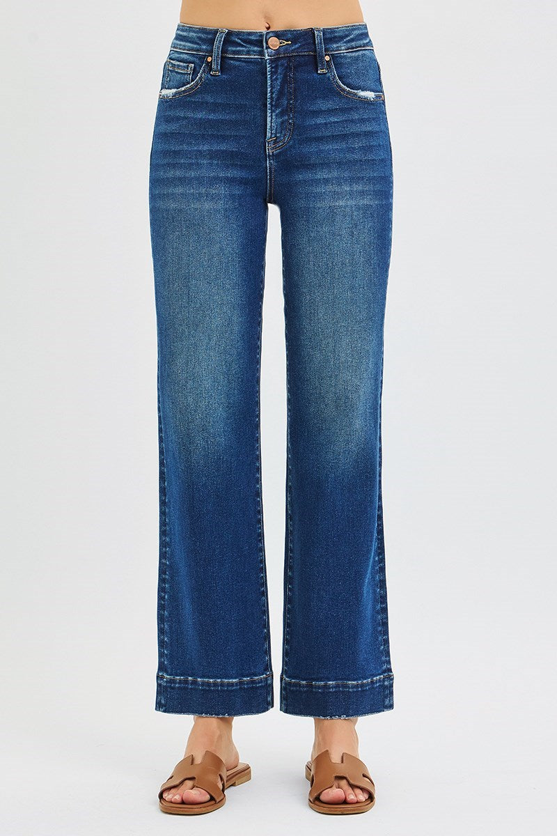 Better in Blue Tummy Control High Rise Straight Leg Jeans - Dark