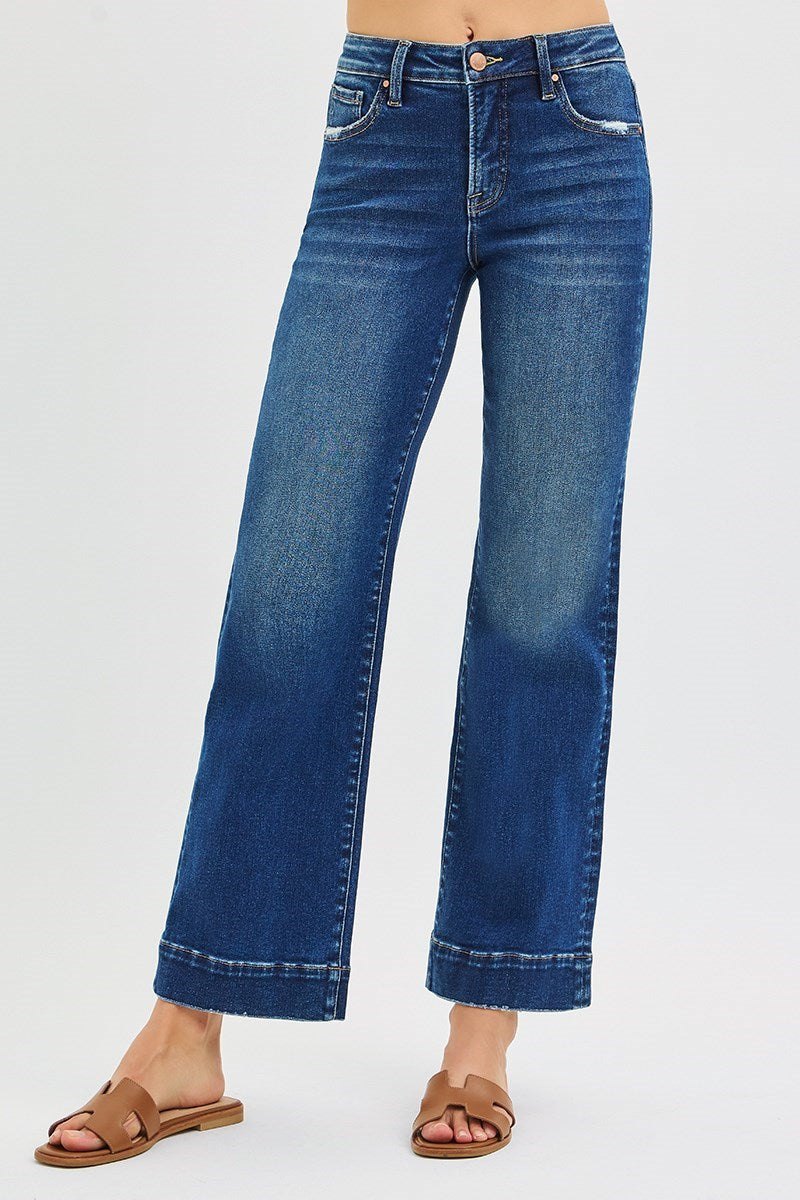 Better in Blue Tummy Control High Rise Straight Leg Jeans - Dark