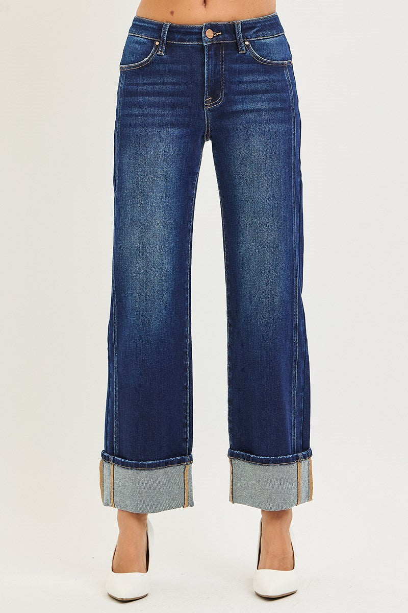 Blue Motel Mid Rise Ankle Straight Leg Jeans - Deep Blue