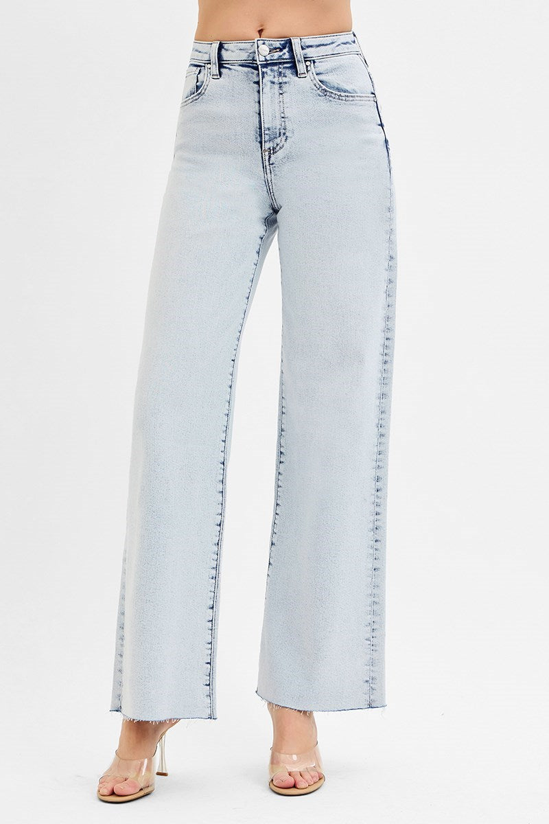 The Frontier Light Wash High Rise Wide Leg Jeans