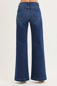 Downtown Drift High Rise Wide Leg Jeans - Dark Wash