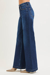 Downtown Drift High Rise Wide Leg Jeans - Dark Wash