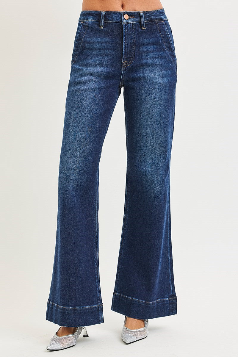 Empress High Rise Wide Leg Jeans - Dark Wash