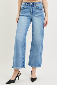 Clean Slate High Rise Cropped Slim Barrel / Wide Leg Jeans - Light Wash
