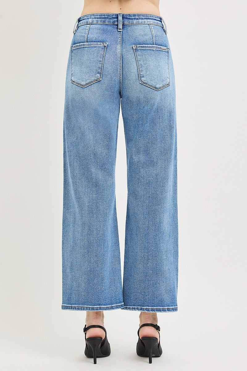 Clean Slate High Rise Cropped Slim Barrel / Wide Leg Jeans - Light Wash