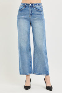 Clean Slate High Rise Cropped Slim Barrel / Wide Leg Jeans - Light Wash