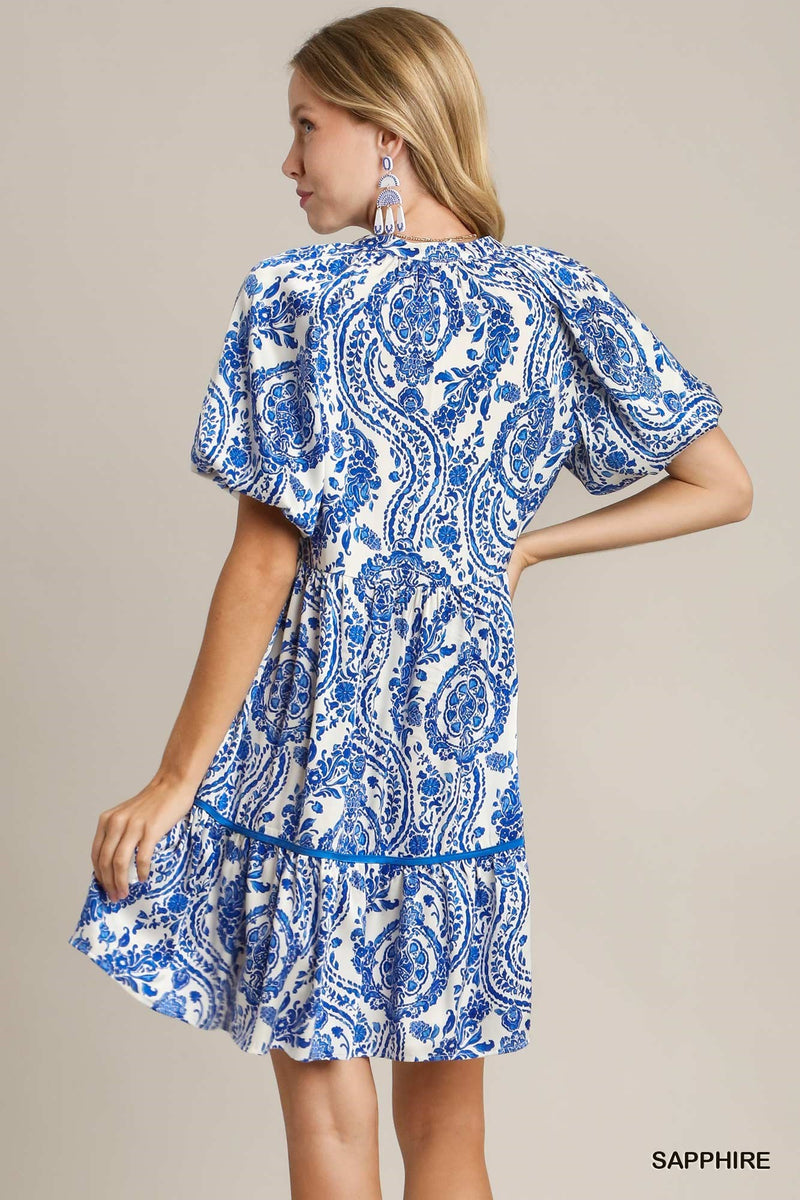 Positively Paisley Printed Satin Dress