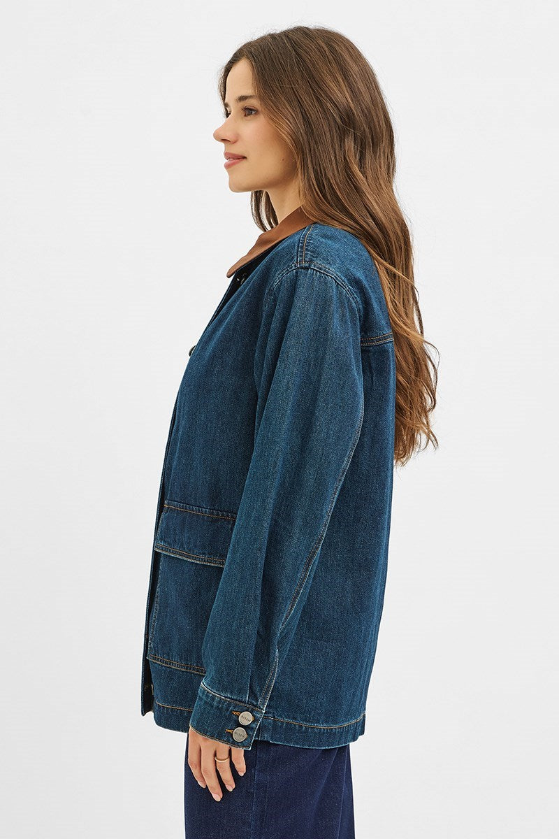 Collar Me Chic Oversized Denim Jacket