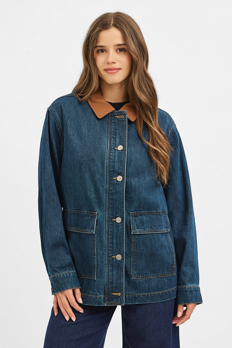 Collar Me Chic Oversized Denim Jacket