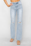 Harmony High Rise Light Wash Slim Straight Leg Jeans