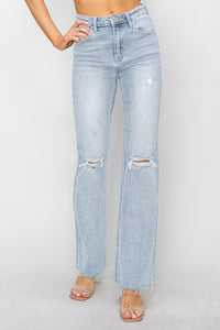 Harmony High Rise Light Wash Slim Straight Leg Jeans