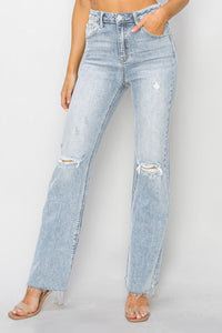 Harmony High Rise Light Wash Slim Straight Leg Jeans