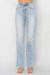 Harmony High Rise Light Wash Slim Straight Leg Jeans