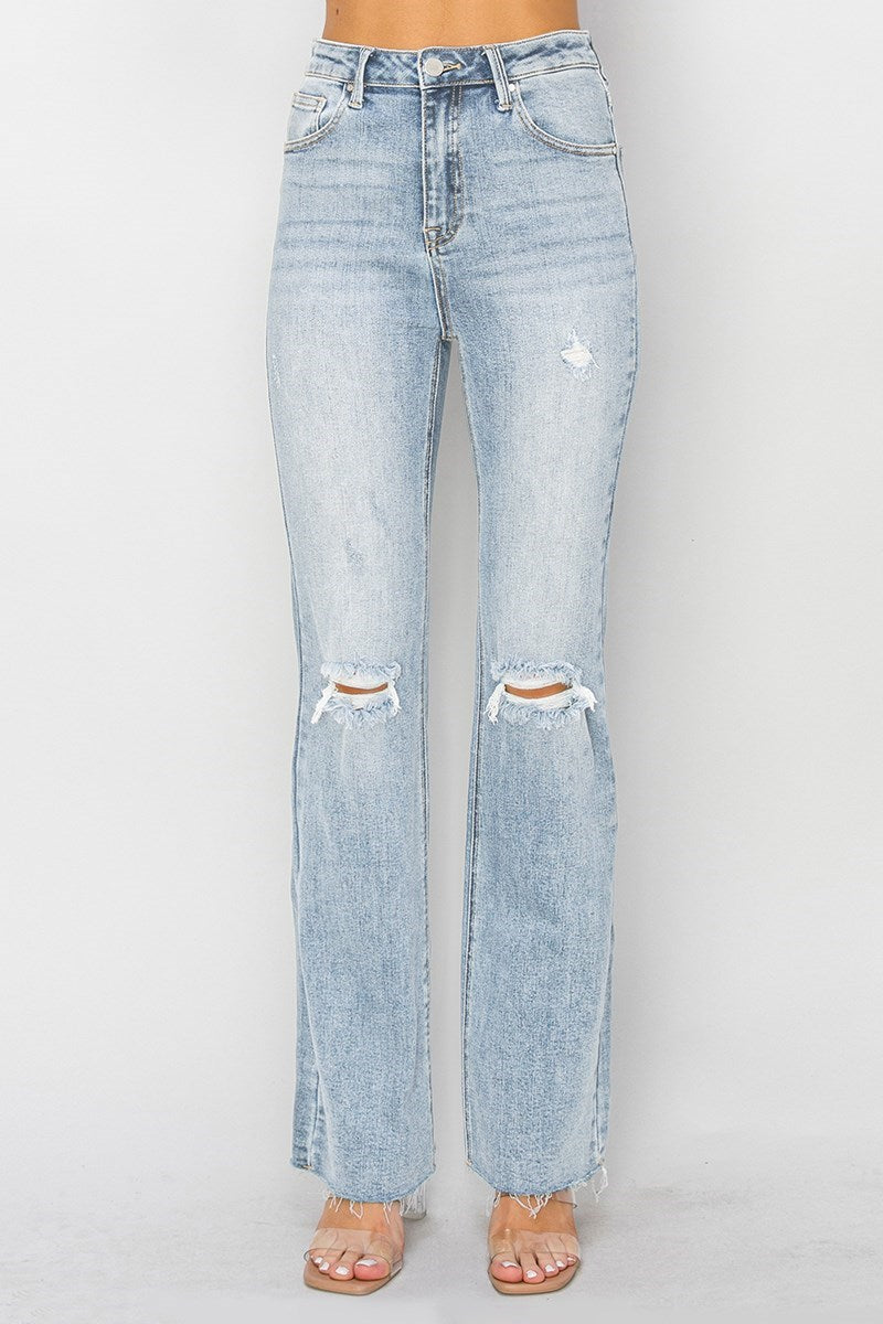 Harmony High Rise Light Wash Slim Straight Leg Jeans