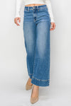 Dreamweaver Denim High Rise Wide Leg Cropped Jeans - Medium Wash