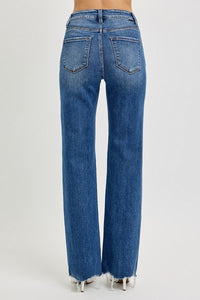 The Classic Fade High Rise Tummy Control Wide Leg Raw Cut Jeans