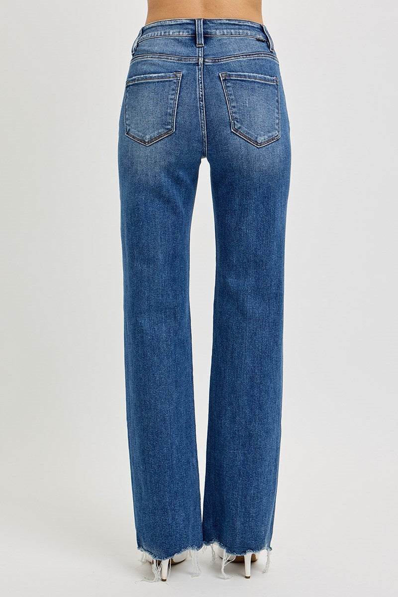 The Classic Fade High Rise Tummy Control Wide Leg Raw Cut Jeans
