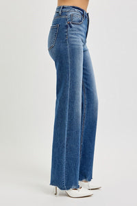 The Classic Fade High Rise Tummy Control Wide Leg Raw Cut Jeans