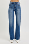 The Classic Fade High Rise Tummy Control Wide Leg Raw Cut Jeans