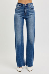 The Classic Fade High Rise Tummy Control Wide Leg Raw Cut Jeans