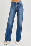The Classic Fade High Rise Tummy Control Wide Leg Raw Cut Jeans