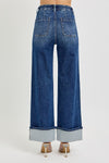 Regent High Rise Patch Pocket Detailed Wide Leg Jeans - Dark