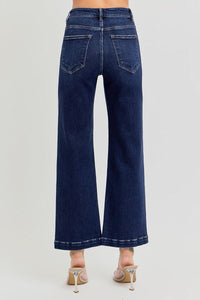 Downtown Dark Wash Tummy Control High Rise Wide Leg Jeans
