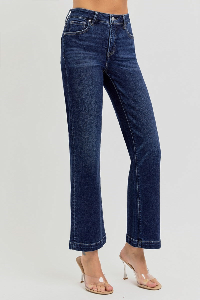 Downtown Dark Wash Tummy Control High Rise Wide Leg Jeans