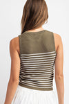 Striped Staple Top - Olive