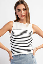 Striped Staple Top - Off White