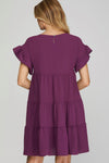 Easy Does It Everyday Ruffle Dress - Plum