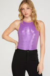 It's Electric Metallic Bodysuit- Purple