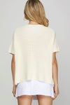 Sweater Weather Knit Pocket Blouse - Off White