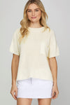 Sweater Weather Knit Pocket Blouse - Off White