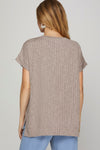 Total Comfort Ribbed Short Sleeve Top - Mocha Grey