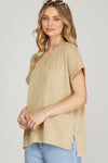 Total Comfort Ribbed Short Sleeve Top - Taupe