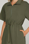 Unstoppable Scuba Knit Drawstring Dress - Olive