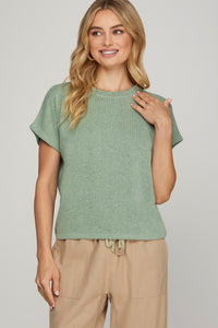 Snuggled Up In Sage Short Sleeve Top