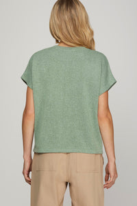 Snuggled Up In Sage Short Sleeve Top