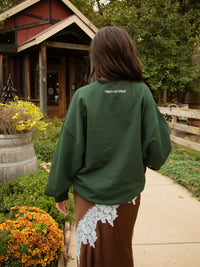 Friday+Saturday | Olive Thankful Printed Patchwork Sweatshirt