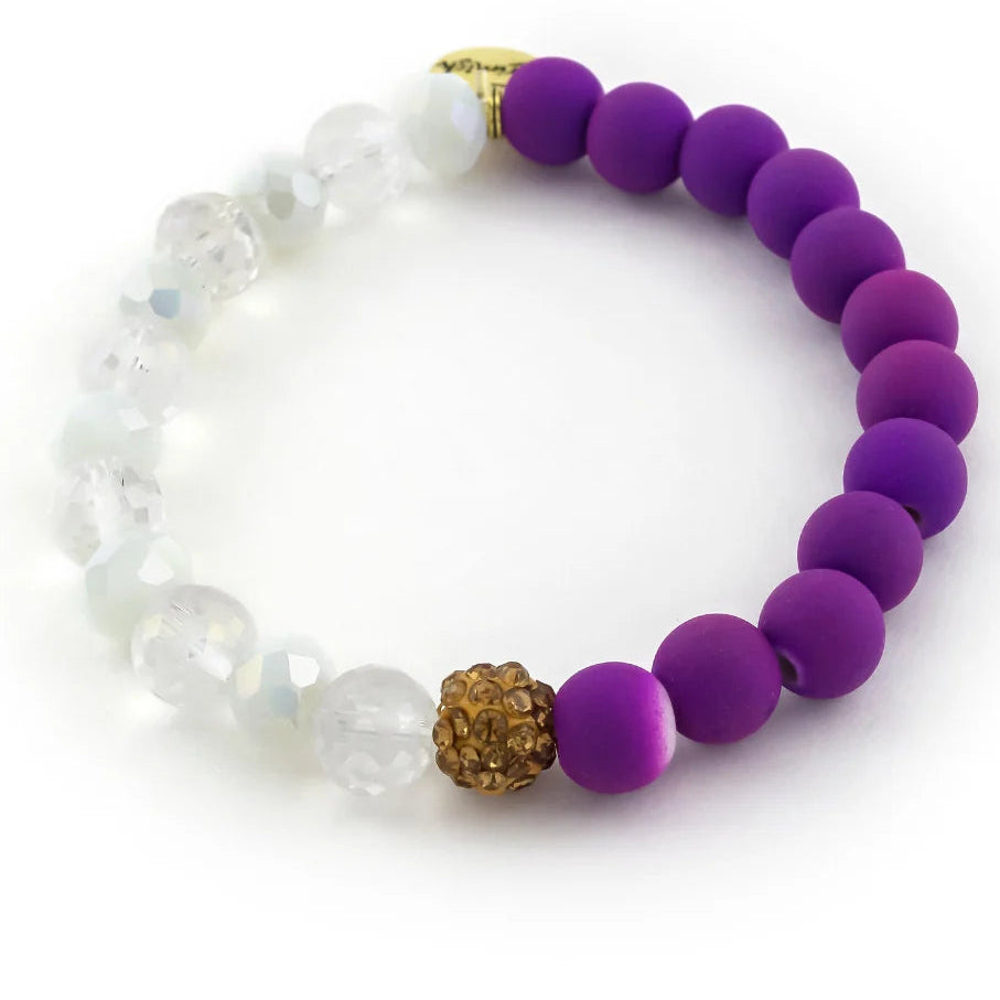 Purple & Gold Gameday Beaded Stretch Bracelet