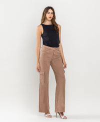 Caramel Cargo High Rise Wide Leg Jeans