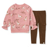 Girl's Autumn Rose Organic Horse 2 Piece Top and Cargo Bottoms Set