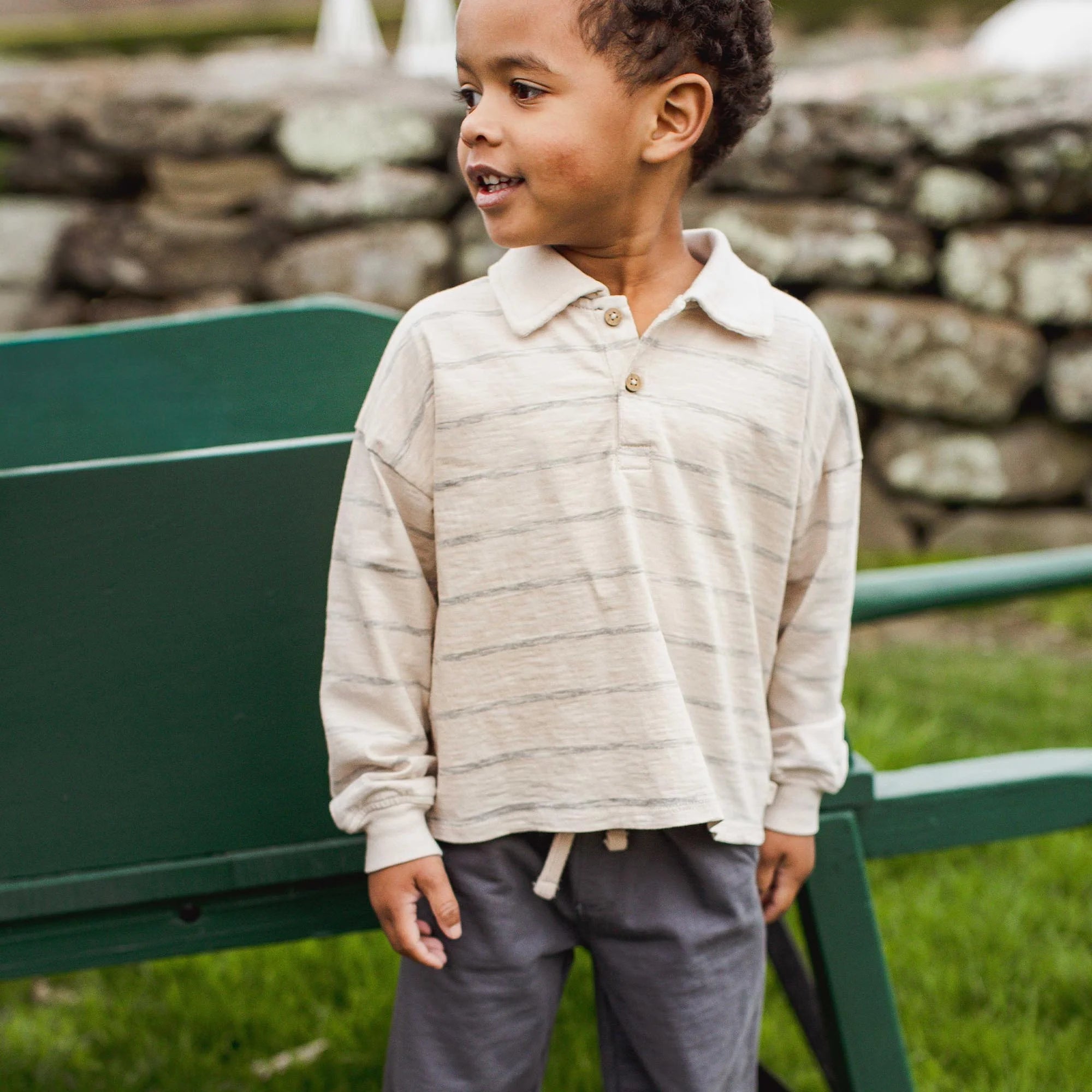 Boys Long Sleeve Polo + Bottoms Outfit Set